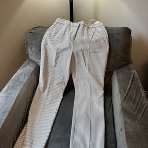 Blue and gray pinstripe pants